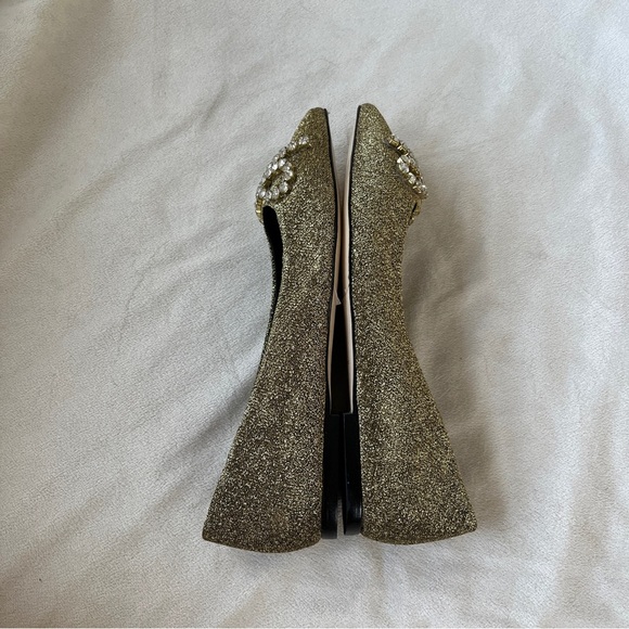 Larroudé Lee Crystal-Embellished Lure Flats in Gold Size 6.5 NWOT - Picture 8 of 9